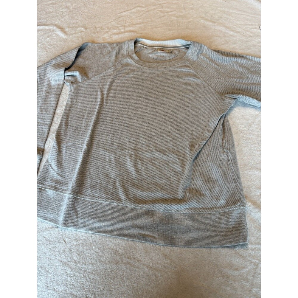 Faherty Gray Crew Neck Knit Pullover Sweater Raglan Long Sleeve Ribbed S